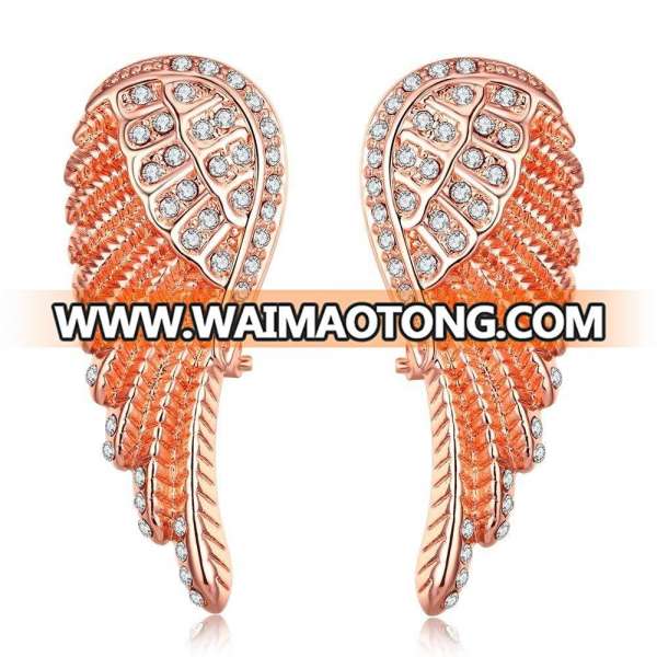 Feather Shape Zircon Women Gold Earrings Diamond Women Earrings