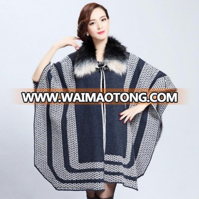 Fashion style wavy lines lady long in jacquard knitting cardigan coat shawl