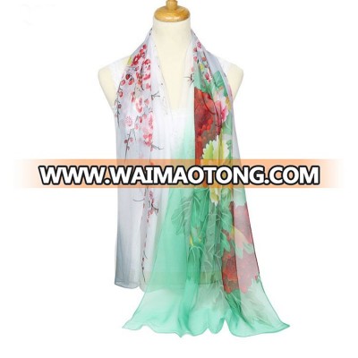 Wholesale colorful four seasons fashion simple printing flower lady hijab pure scarf