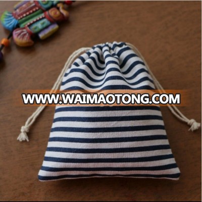 Wholesale stripe promotional cloth drawstring outdoor promotional gift canvas bag