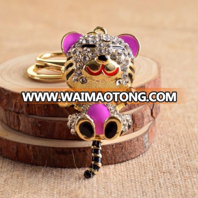 High quality fashion cute tiger shape diamond key chain