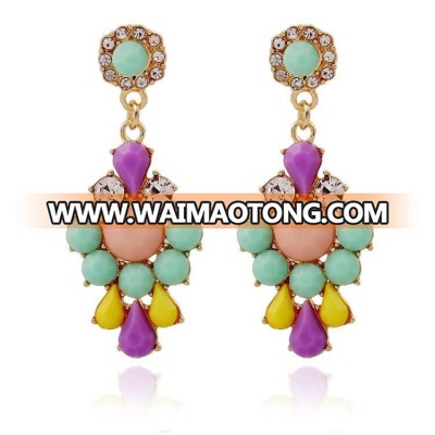 Fashion jewelry fresh fashionable joker candy color resin flower earrings