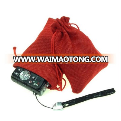 Promotional gift cheap wine red color drawstring pouch bags drawstring pouch candy satin bag