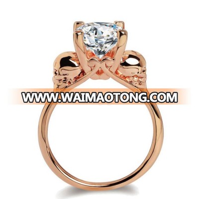 Top design punk white copper jewelry exaggeration personality fashion zircon skull ring