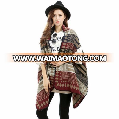 Ms grid imitation cashmere shawls long sleeve hole changed multi-purpose fashion pashmina shawl