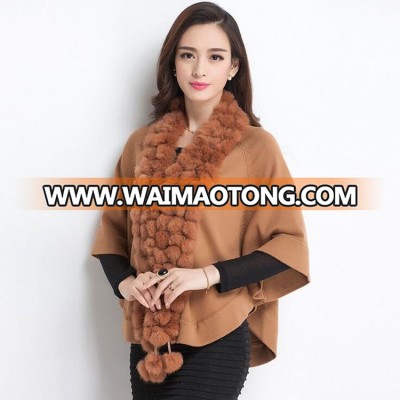 Han edition new winter fashion Loose women collars brown knitted shawl batwing coat