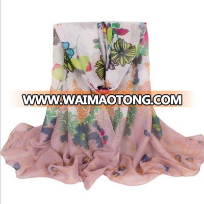 Wholesale fashion color restoring ancient ways flowers voile sun block long scarf