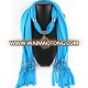 Fashion alloy peacock polyester tassel women pendant necklace scarves